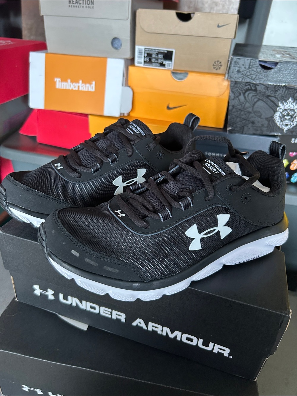 Under Armour Black & White Athletic Running Shoes